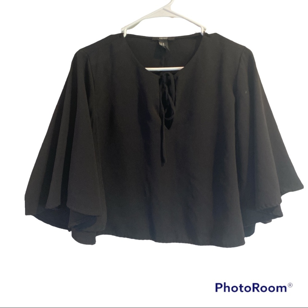 Forever 21 black flowy crop top.